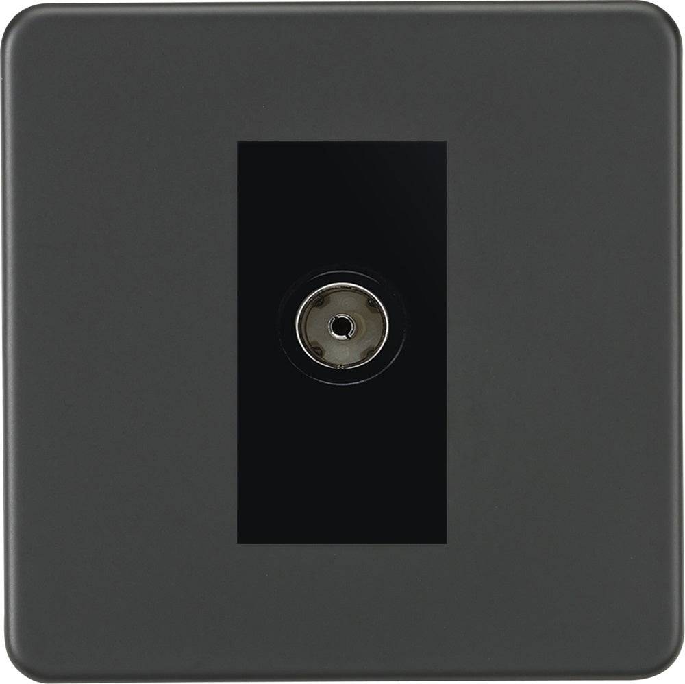 Knightsbridge Screwless Anthracite TV Socket SF0100MAT - The Switch Depot
