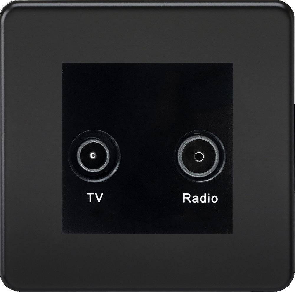 Knightsbridge Screwless Matt Black TV and DAB Socket SF0160MMBB - The Switch Depot