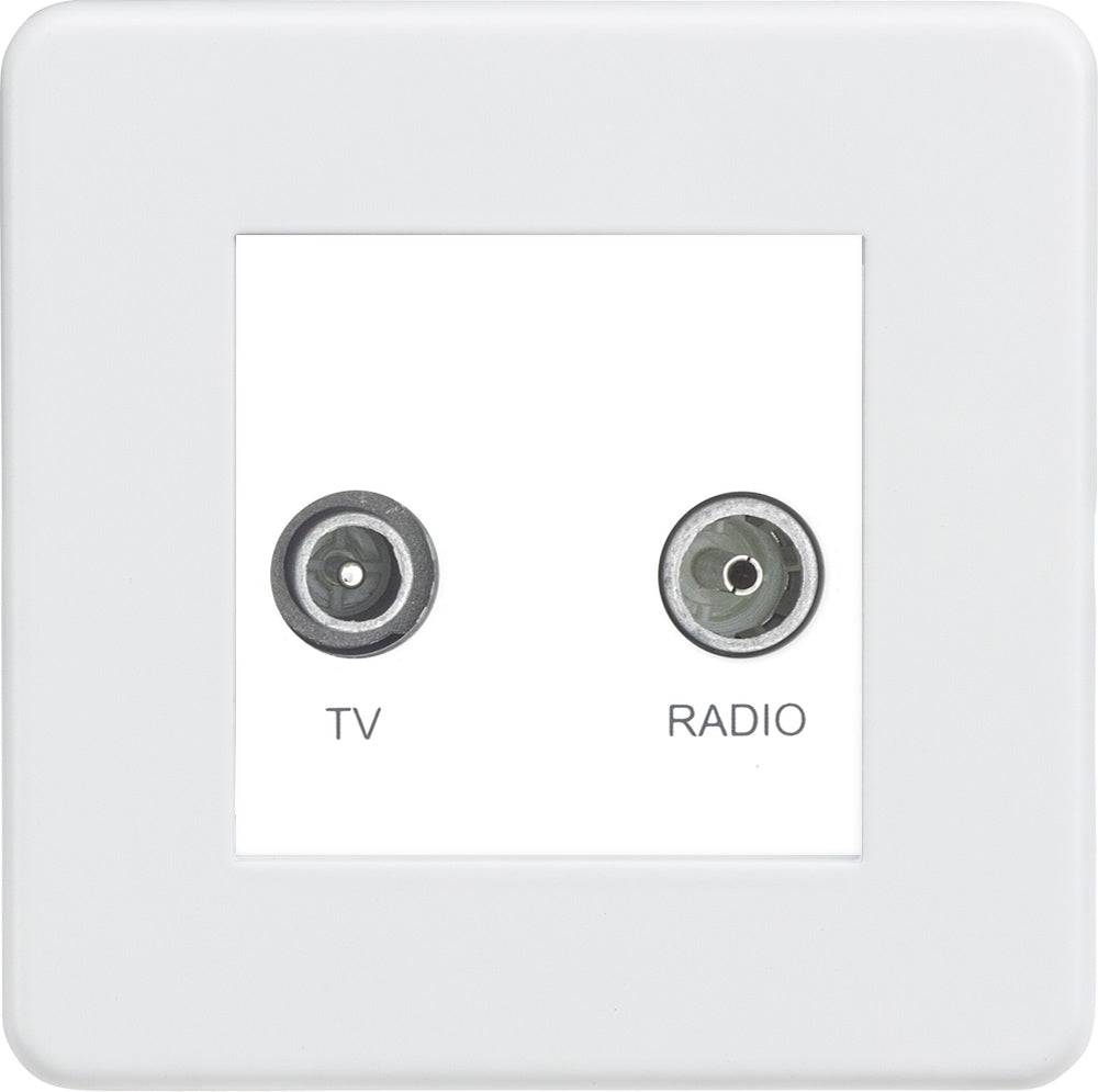 Knightsbridge Screwless Matt White TV and DAB Socket SF0160MMW - The Switch Depot