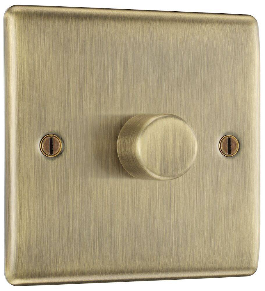 Nexus Metal Antique Brass 1G Dimmer Switch NAB81-The Switch Depot