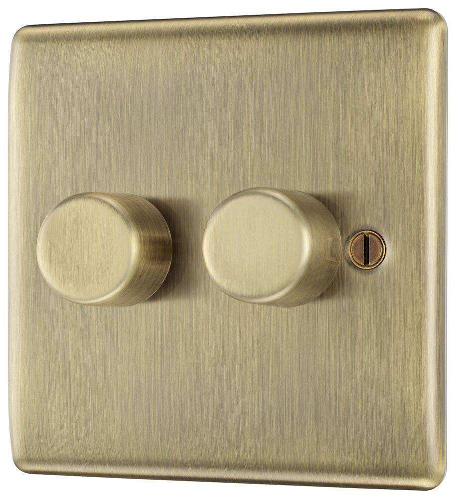 Nexus Metal Antique Brass 2G Dimmer Switch NAB82-The Switch Depot