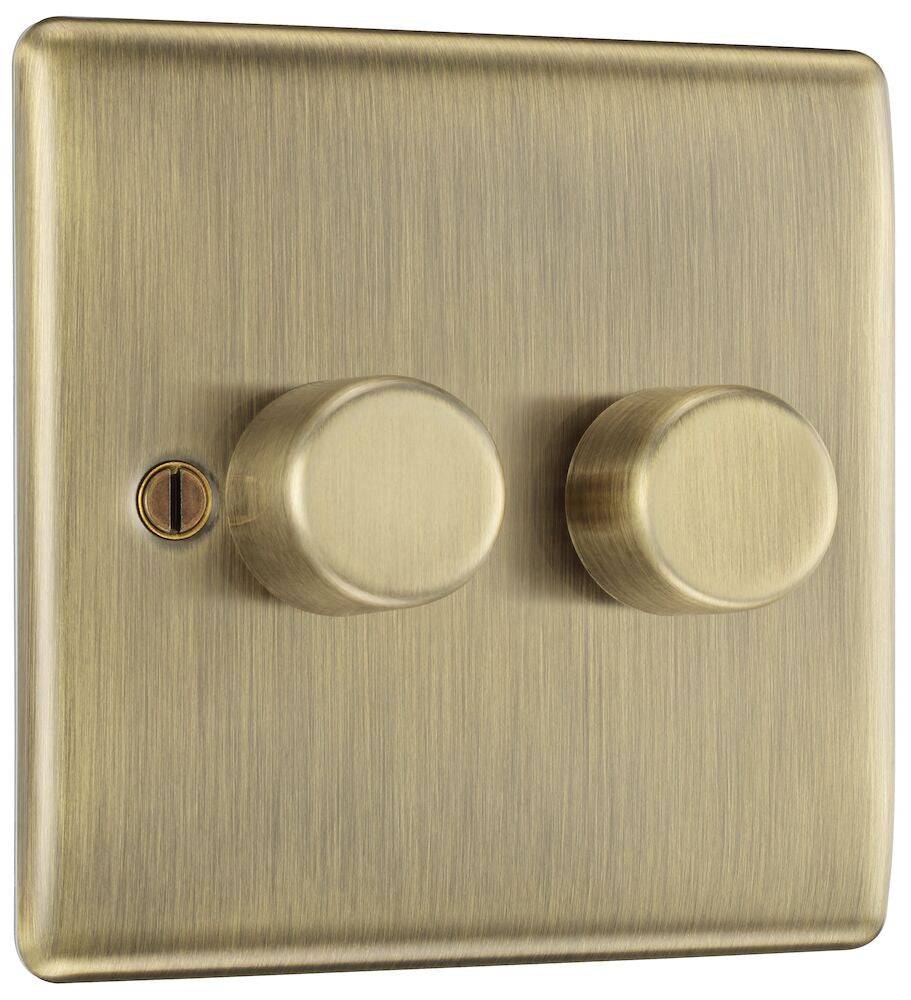 Nexus Metal Antique Brass 2G Dimmer Switch NAB82-The Switch Depot