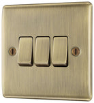 Nexus Metal Antique Brass 3G Light Switch NAB43-The Switch Depot