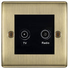 Nexus Metal Antique Brass Diplex TV Socket NAB66B-The Switch Depot