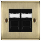 Nexus Metal Antique Brass Double Cat6 Data Outlet Socket NABRJ4526B-The Switch Depot