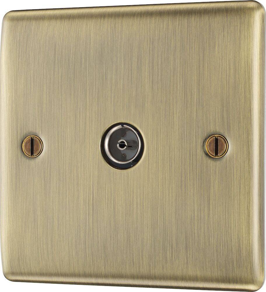 Nexus Metal Antique Brass TV Socket NAB60-The Switch Depot