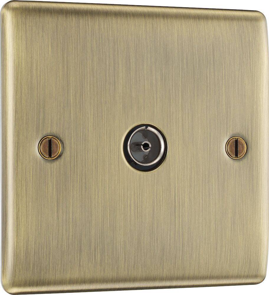 Nexus Metal Antique Brass TV Socket NAB60-The Switch Depot