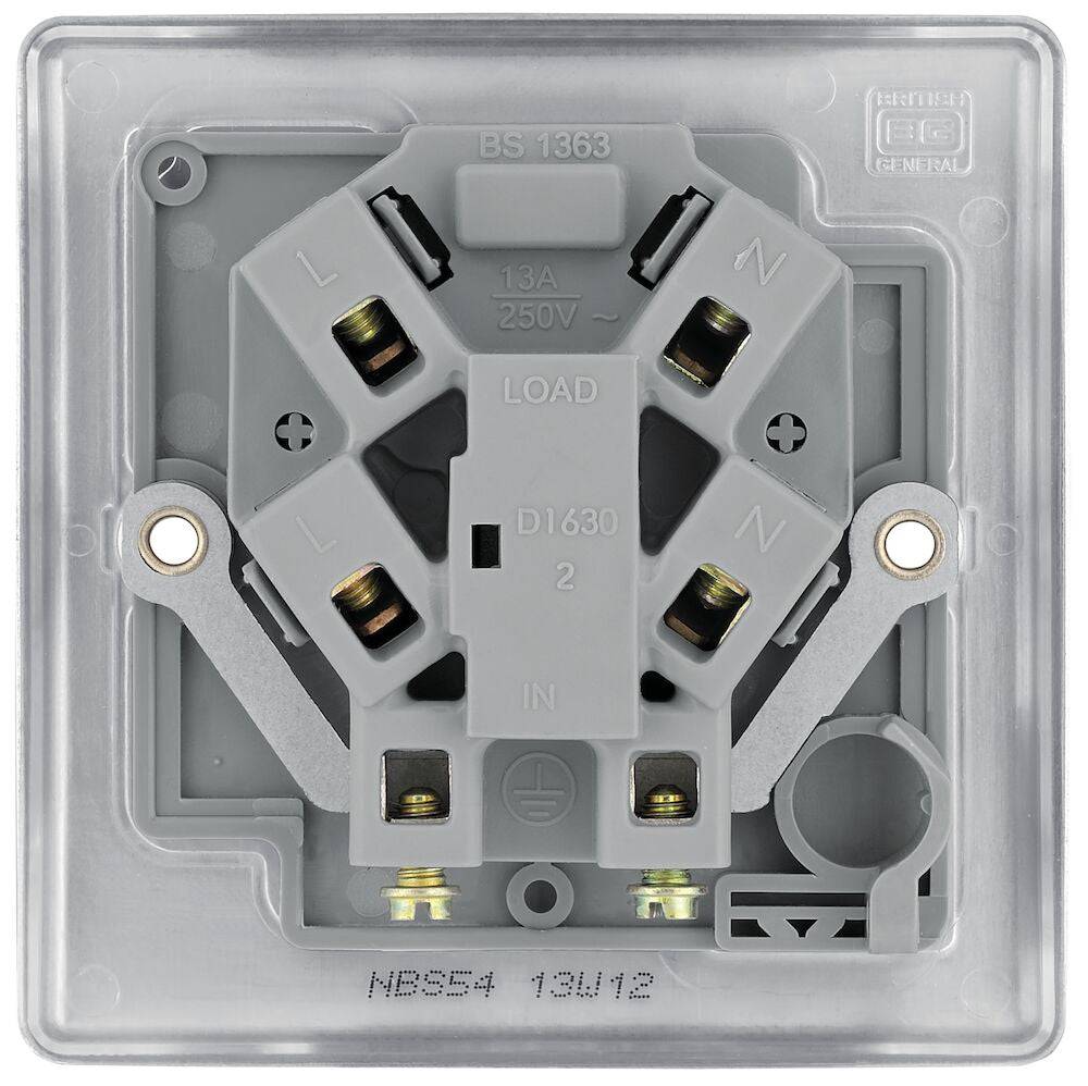 Nexus Metal Brushed Steel 13A Unswitched Spur NBS54 - The Switch Depot