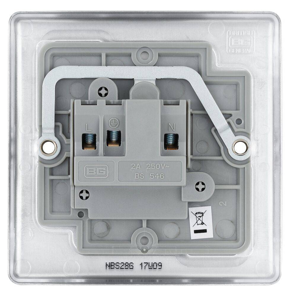 Nexus Metal Brushed Steel 2A Unswitched Socket NBS28G - The Switch Depot