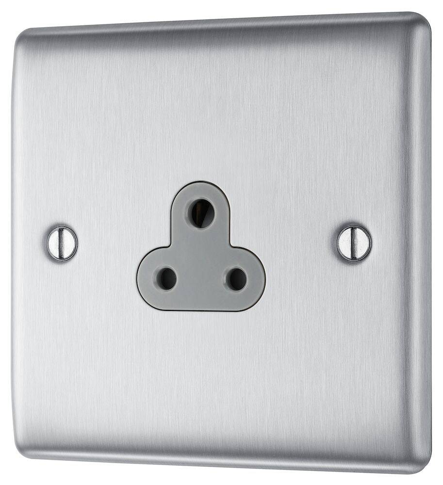 Nexus Metal Brushed Steel 2A Unswitched Socket NBS28G - The Switch Depot
