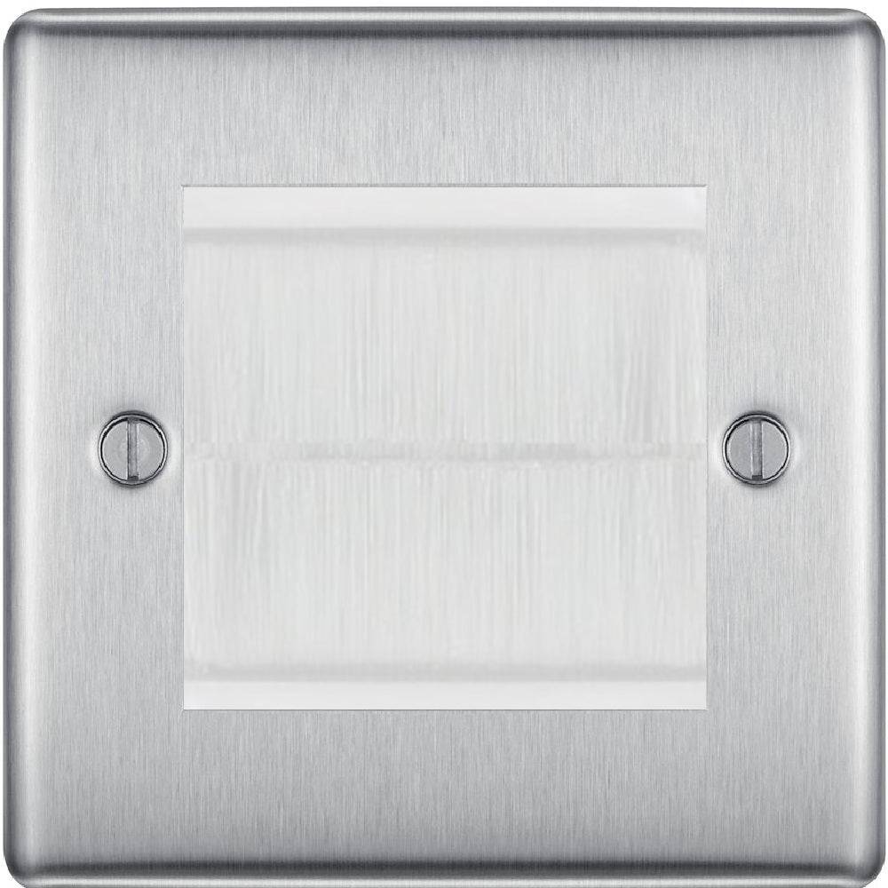 Nexus Metal Brushed Steel 2G Cable Brush Outlet NBSEMS2BRW - The Switch Depot