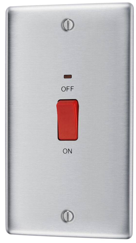 Nexus Metal Brushed Steel 45A Cooker Switch with Neon NBS72 - The Switch Depot