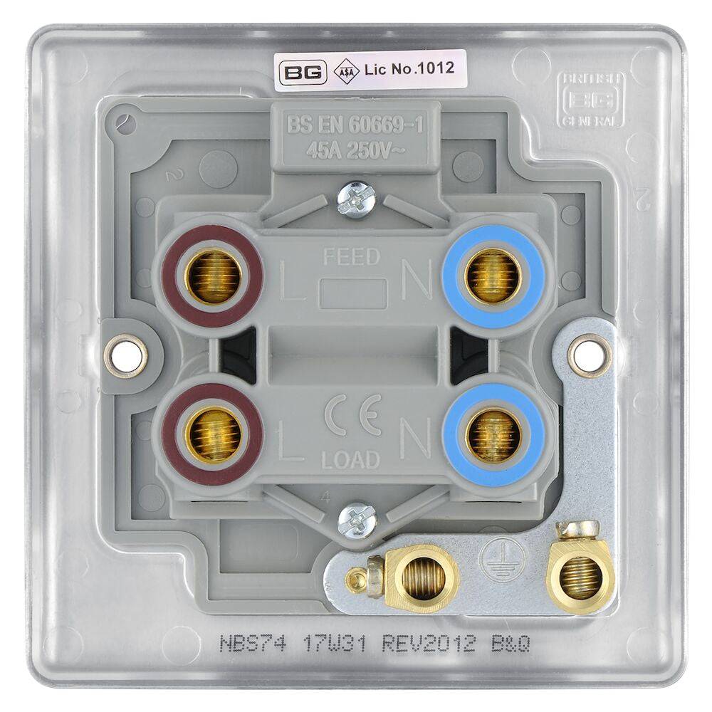 Nexus Metal Brushed Steel 45A Cooker Switch with Neon NBS74 - The Switch Depot