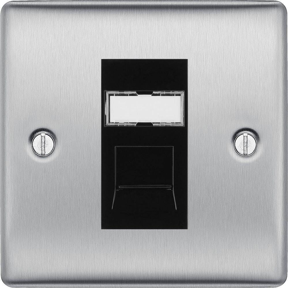 Nexus Metal Brushed Steel Cat5e Data Outlet Socket NBSRJ451B - The Switch Depot