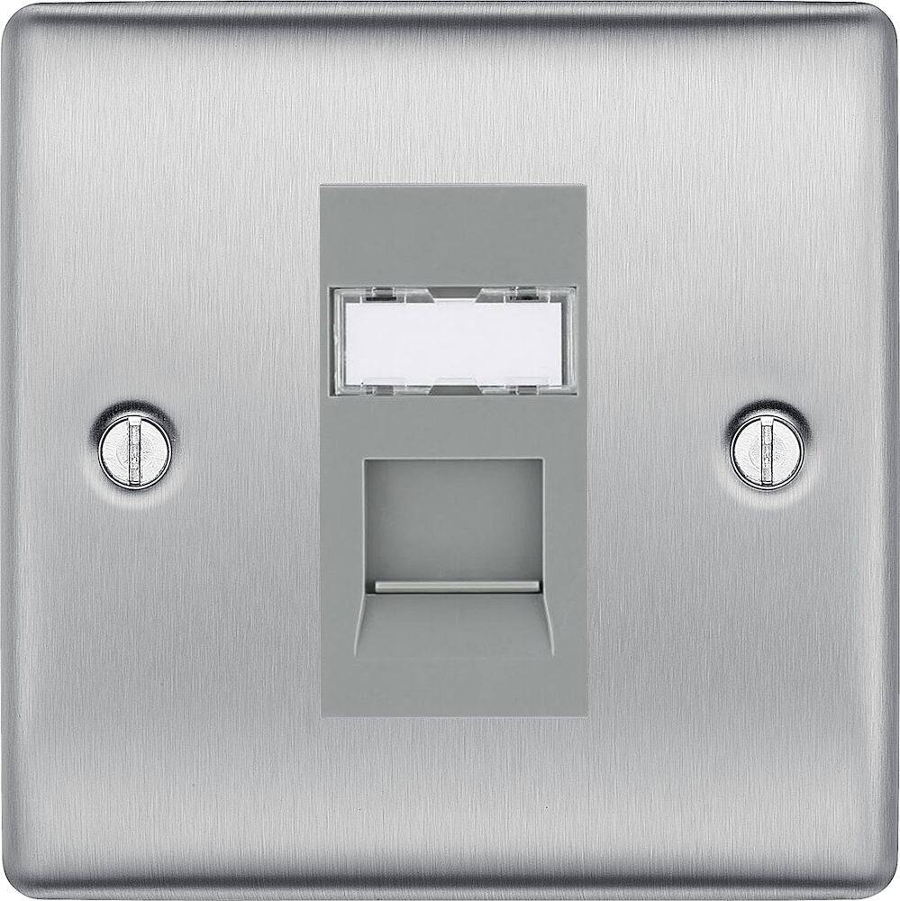 Nexus Metal Brushed Steel Cat5e Data Outlet Socket NBSRJ451G - The Switch Depot