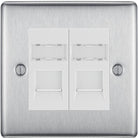Nexus Metal Brushed Steel Double Cat5e Data Outlet Socket NBSRJ452W - The Switch Depot