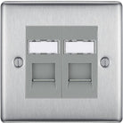 Nexus Metal Brushed Steel Double Cat6 Data Outlet Socket NBSRJ4526G - The Switch Depot