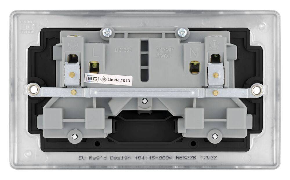 Nexus Metal Brushed Steel Double Socket NBS22B - The Switch Depot