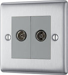 Nexus Metal Brushed Steel Double TV Socket NBS61G - The Switch Depot