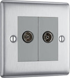 Nexus Metal Brushed Steel Double TV Socket NBS61G - The Switch Depot
