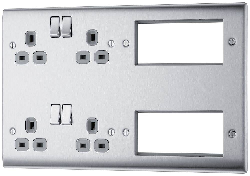 Nexus Metal Brushed Steel Electrical Media Plate NBS222EM8G - The Switch Depot