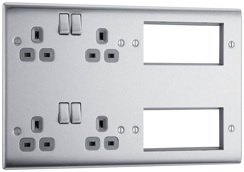 Nexus Metal Brushed Steel Electrical Media Plate NBS222EM8G - The Switch Depot