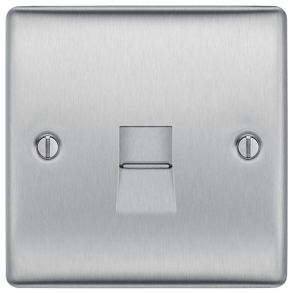 Nexus Metal Brushed Steel Master Telephone Socket NBSBTM1 - The Switch Depot