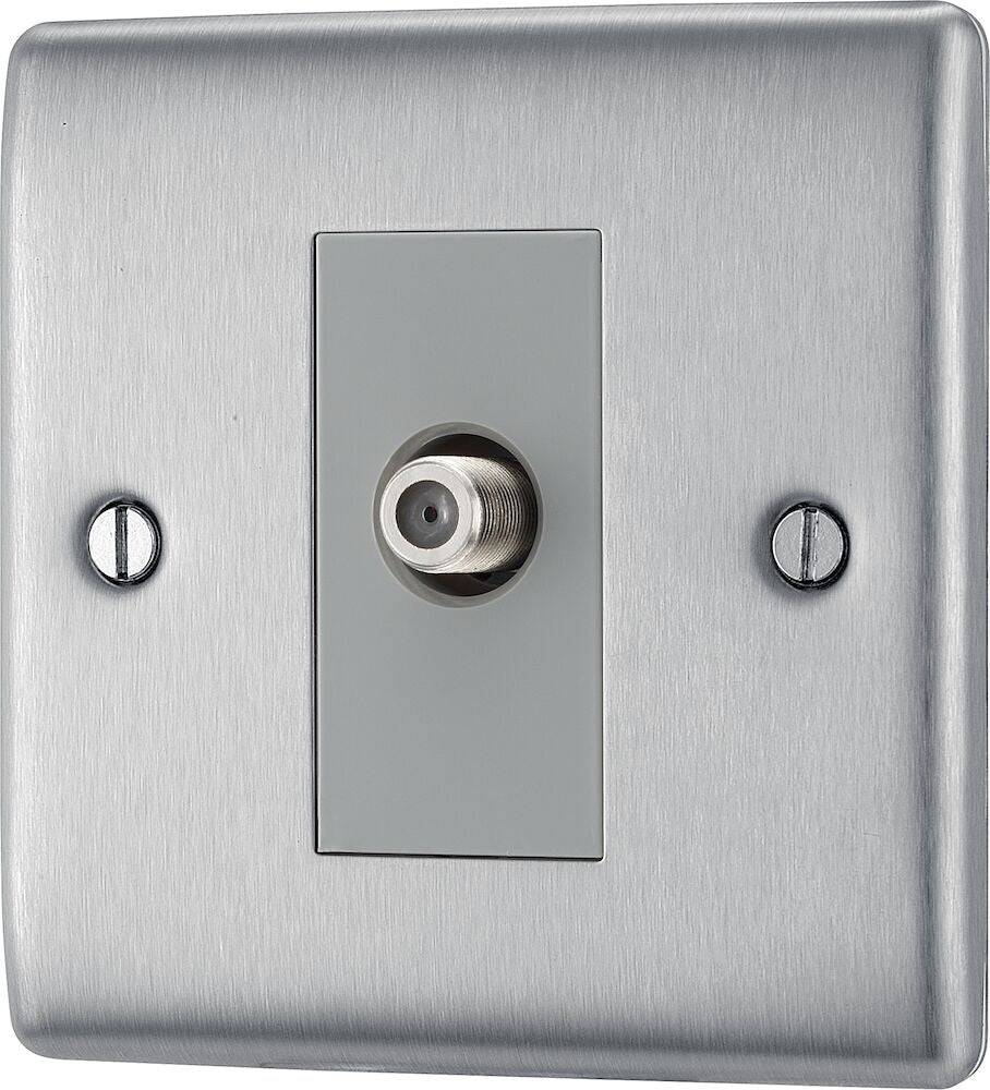 Nexus Metal Brushed Steel Satellite Socket NBS64G - The Switch Depot