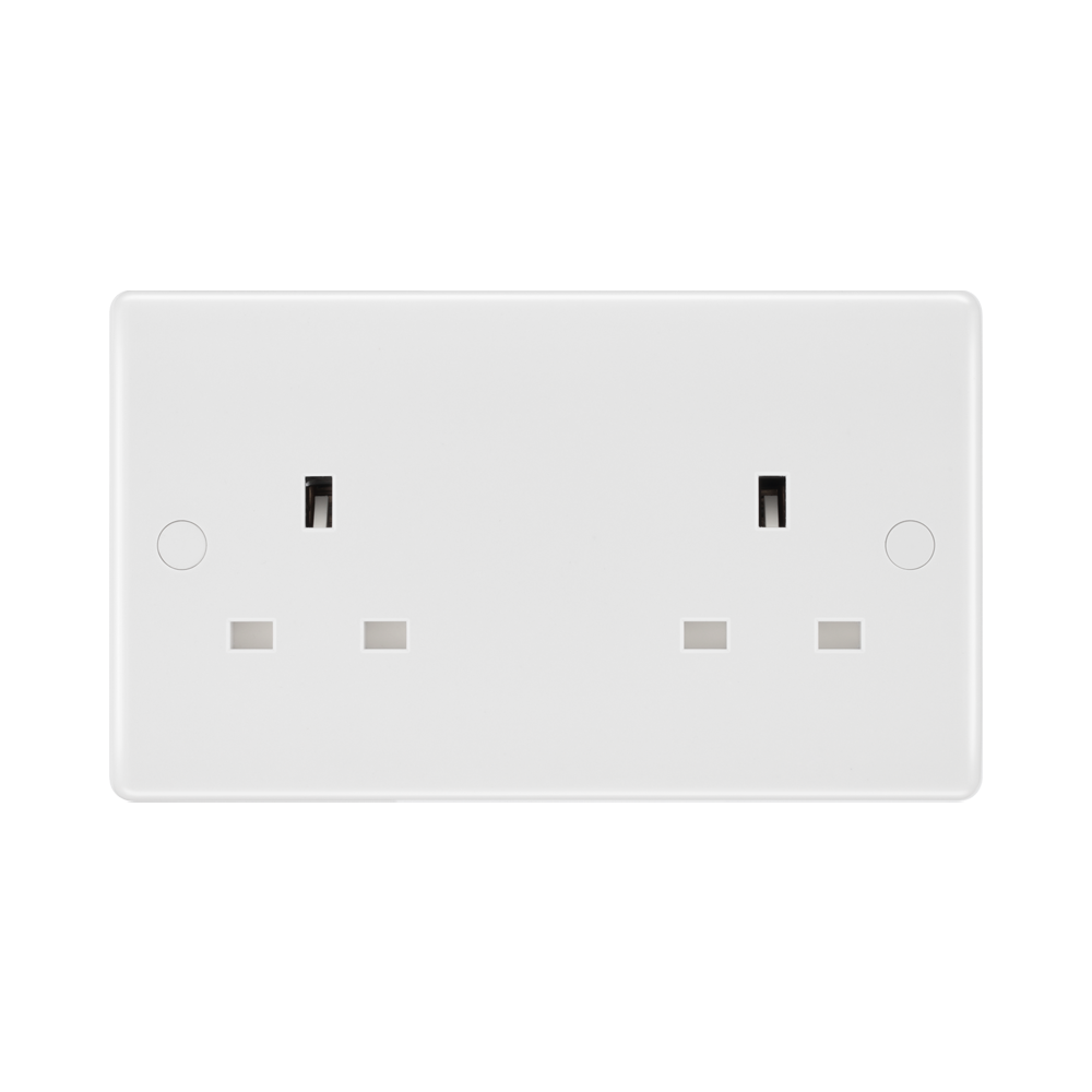 BG White Moulded 13A Unswitched Double Socket 824 available from RS Electrical Supplies
