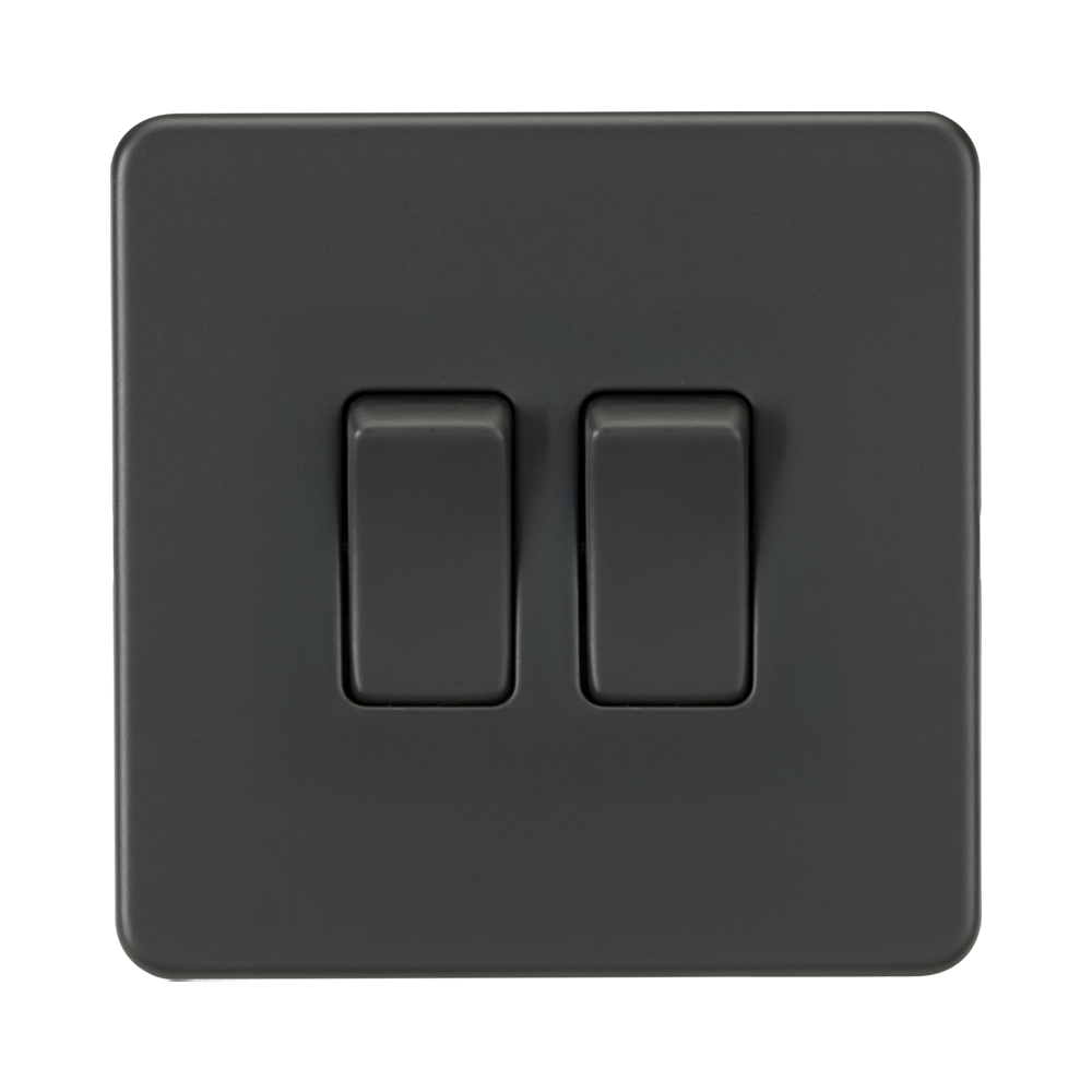 Knightsbridge Screwless Anthracite 2-gang 2-Way & Intermediate Switch