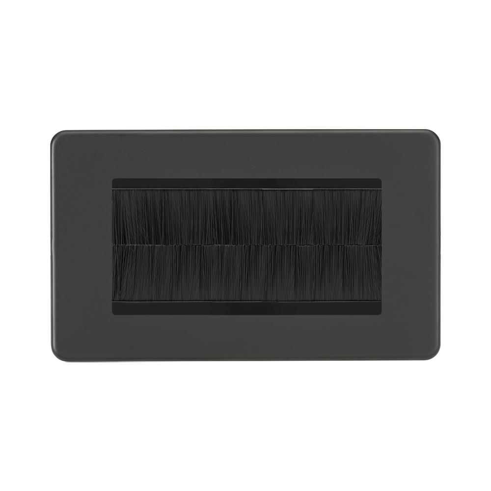 Anthracite 4G Brush Cable Outlet by Knightsbridge with Cable Outlet