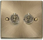 Click Deco Antique Brass 2G Toggle Switch VPAB422 - The Switch Depot