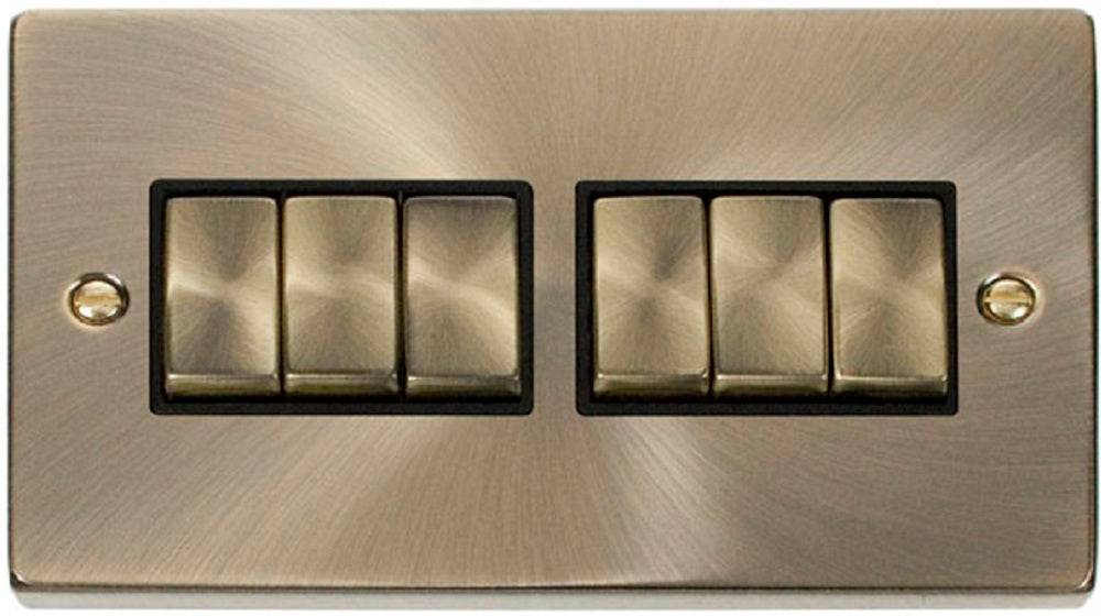 Click Deco Antique Brass 6G Light Switch VPAB416BK - The Switch Depot