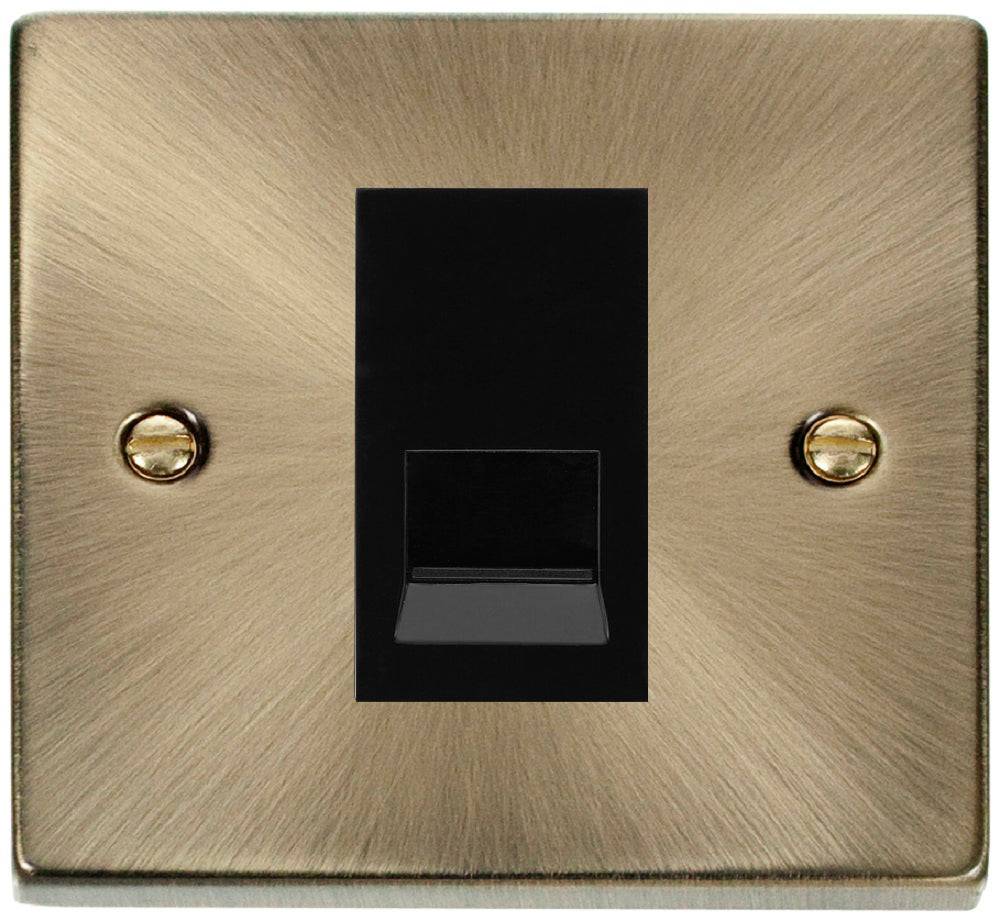 Click Deco Antique Brass Slave Telephone Socket VPAB125MBK - The Switch Depot