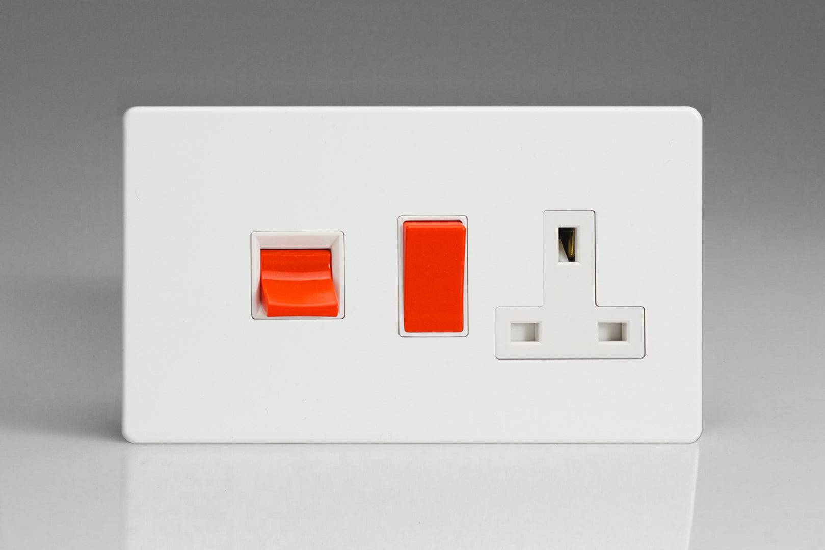 Varilight Screwless White Cooker Switch and 13A Socket XDQ45PWS - The Switch Depot