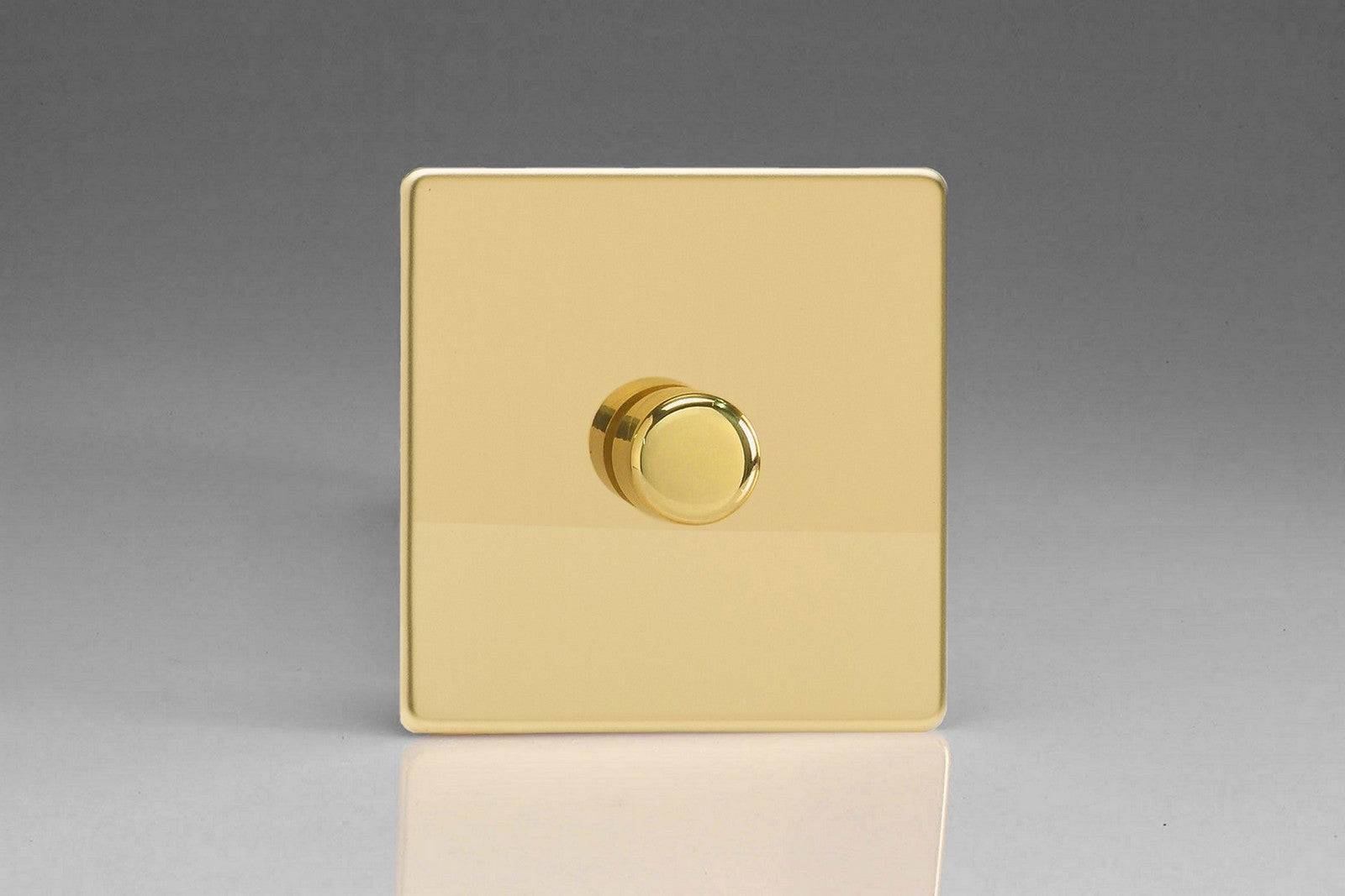 Varilight Screwless Polished Brass 1G Dimmer Switch JDVP401S - The Switch Depot