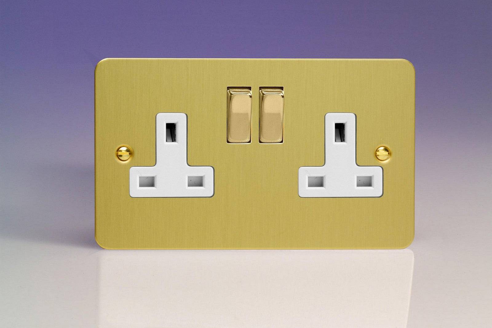 Varilight Ultraflat Brushed Brass Double Socket XFB5DW - The Switch Depot