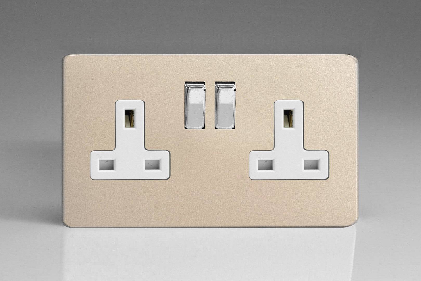 Varilight Screwless Satin Double Socket XDN5WS - The Switch Depot