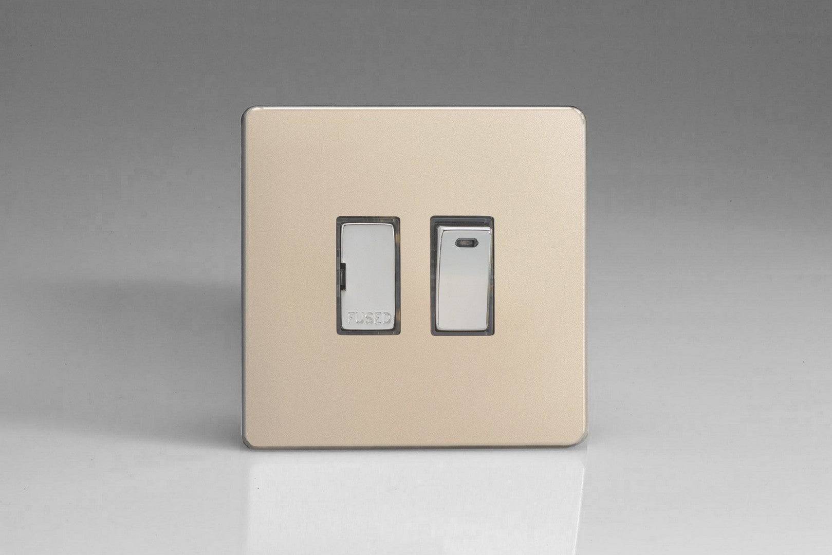 Varilight Screwless Satin 13A Switched Spur with Neon XDN6NDS - The Switch Depot