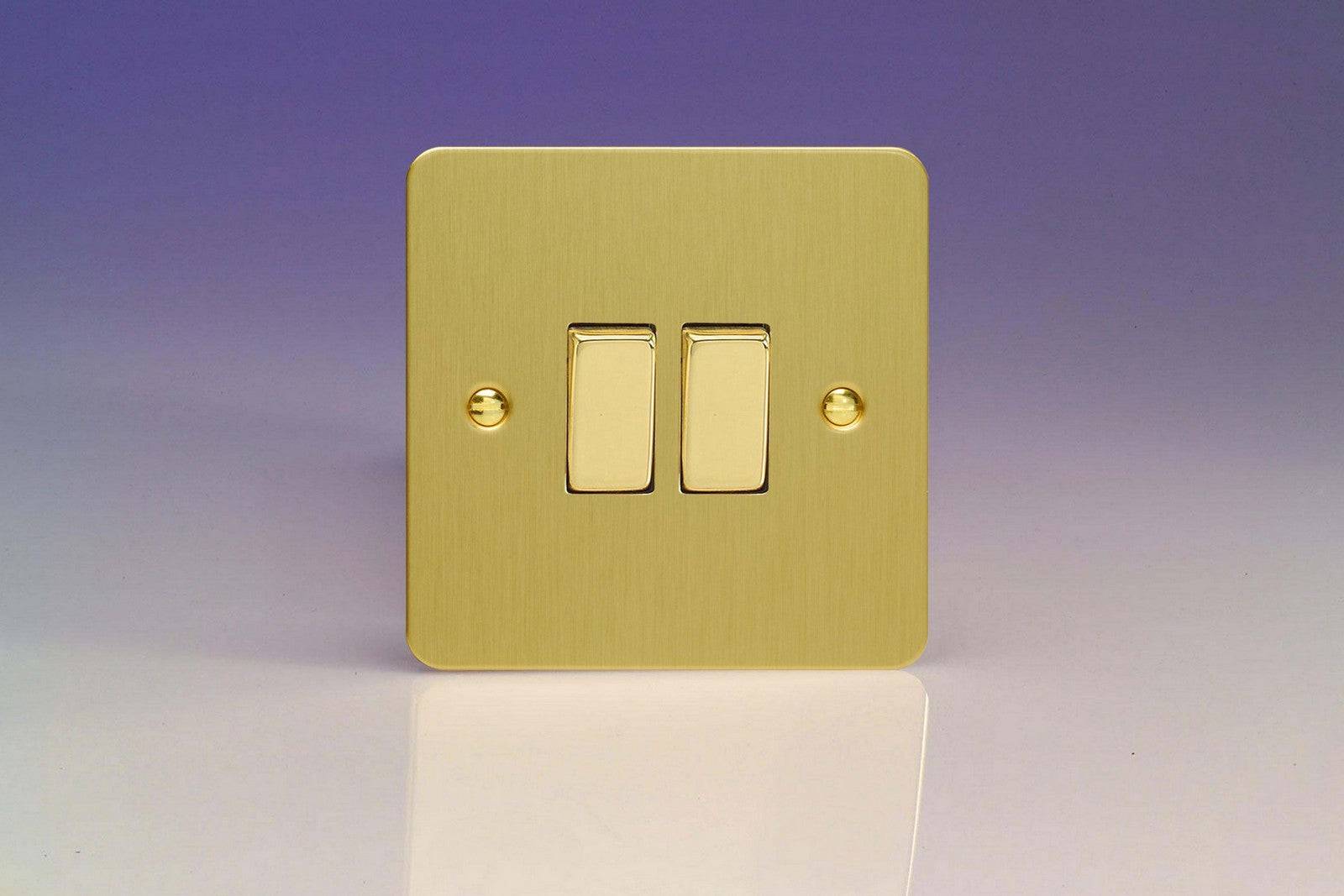 Varilight Ultraflat Brushed Brass 2G Intermediate Switch XFB77D - The Switch Depot
