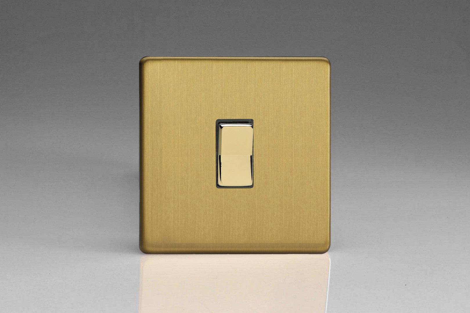 Varilight Screwless Brushed Brass 2 Way and Off Retractive Momentary Switch XDBR1S - The Switch Depot