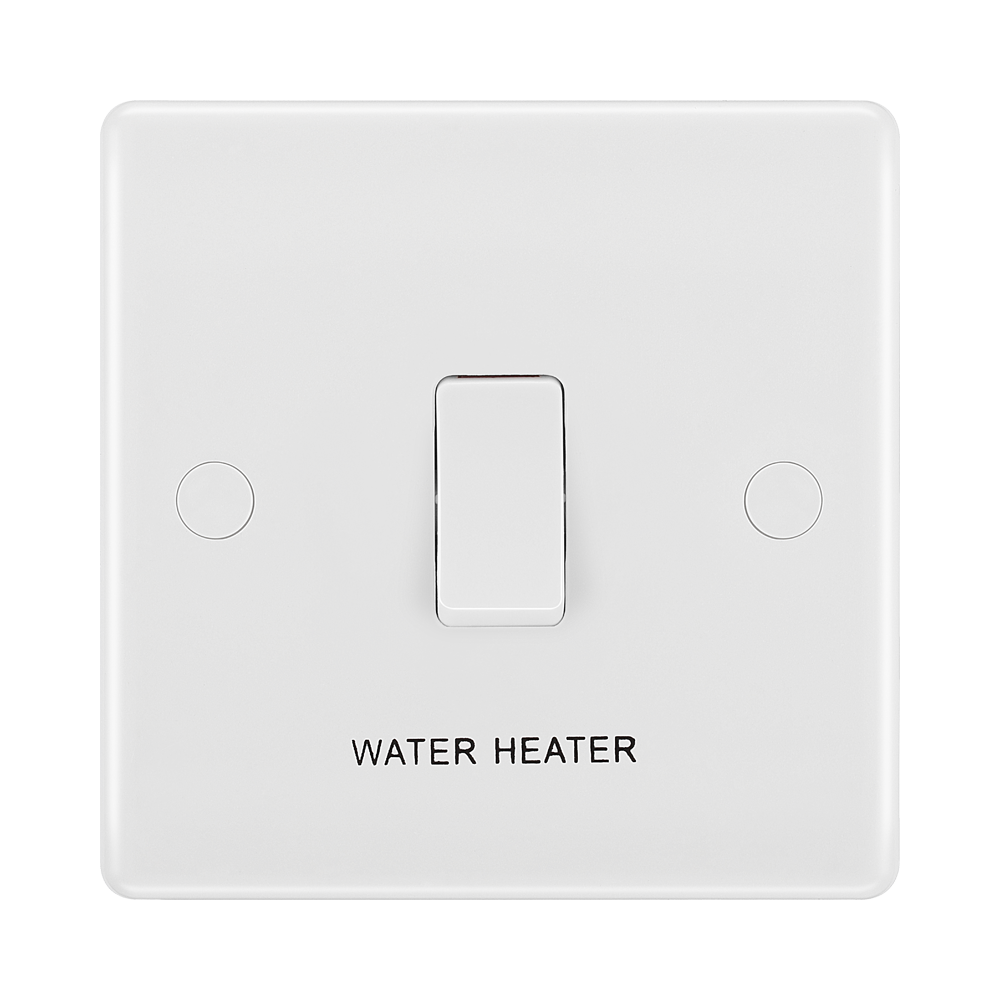 BG White Moulded 20A DP Switch with Flex and Marked Water Heater 832WH available from RS Electrical Supplies