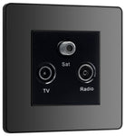 BG Evolve Polycarbonate Black Chrome Triplex TV Socket PCDBCTRIB Available From RS Electrical left side