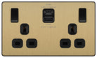 satin brass double socket with a and c usb port