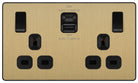 satin brass double socket with a and c usb port