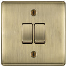Nexus Metal Antique Brass 2G Intermediate Light Switch NAB2GINT available from The Switch Depot