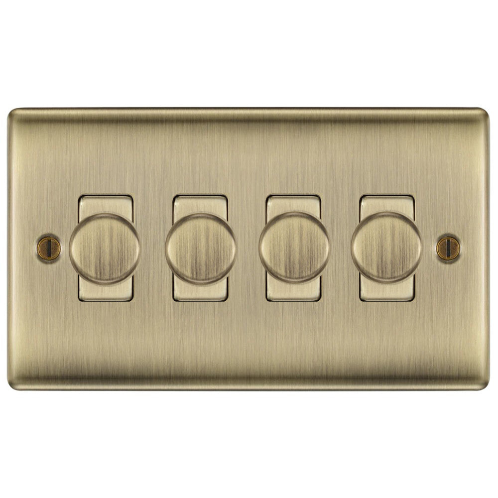 Nexus Metal Antique Brass 4G Dimmer Switch NAB84 available from the switch depot