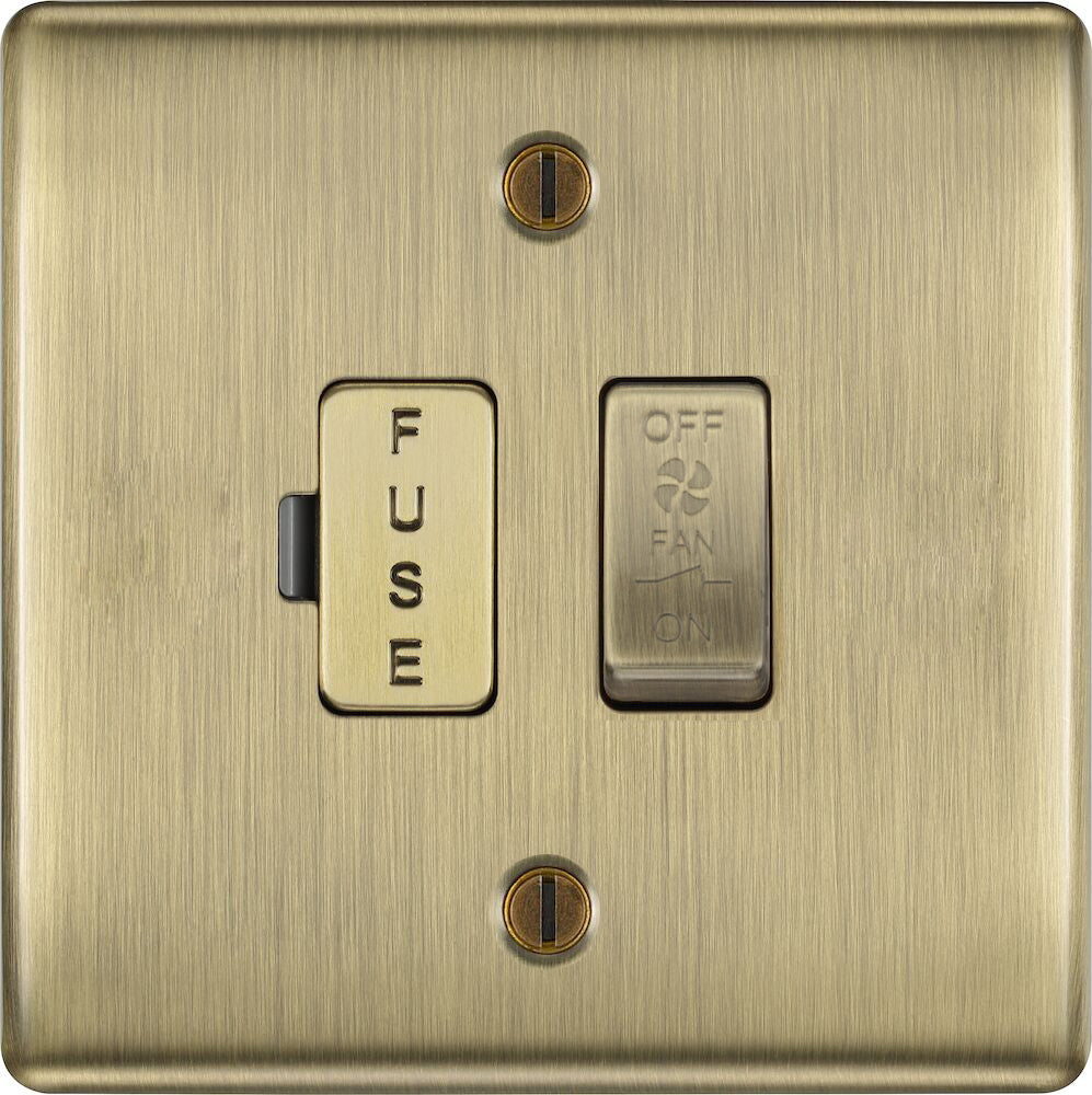 Nexus Metal Antique Brass Fused Fan Isolator Switch NAB15F available from The Switch Depot