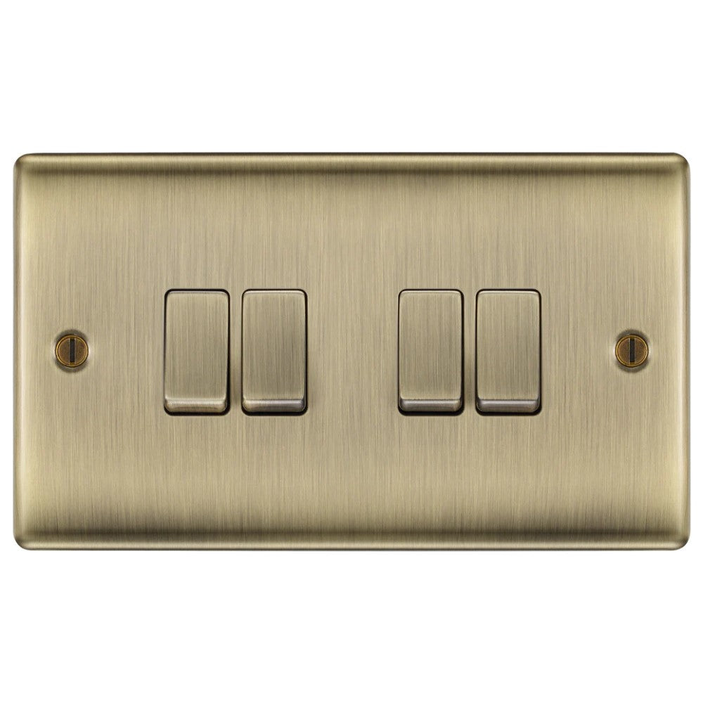 Nexus Metal Antique Brass 4G Light Switch NAB44 available from The Switch Depot