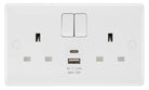 White plastic socket with usb ports